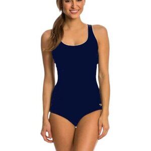 Speedo Swimsuit, Keyhole Racerback, Moderate Cut Contrast Trim Size XL EUC #0053